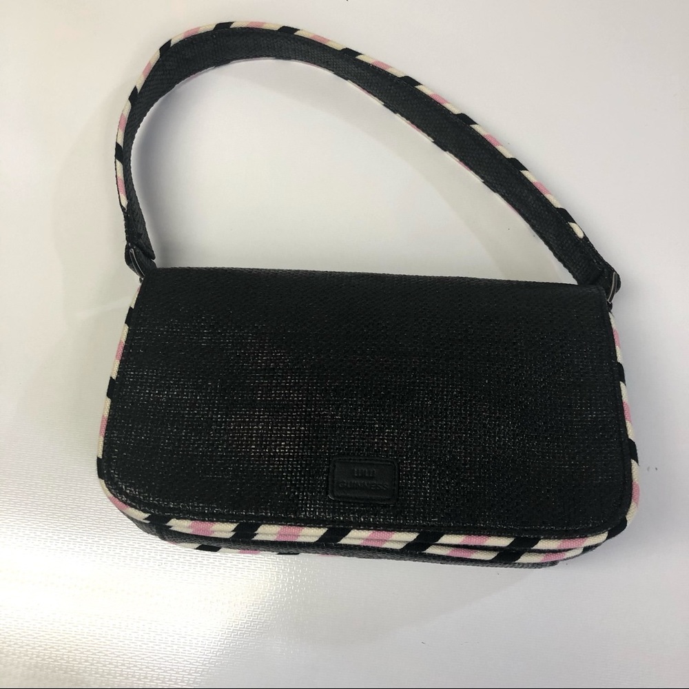 Lulu Guinness Plaid Trim Textured Shoulder Bag